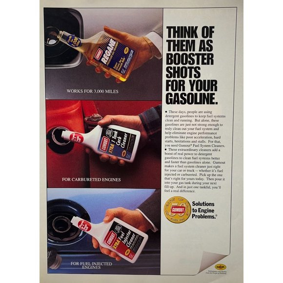 Pennzoil Gumout Engine Additives Print Ad Vintage 1994 Gasoline Booster Shots - Picture 6 of 6
